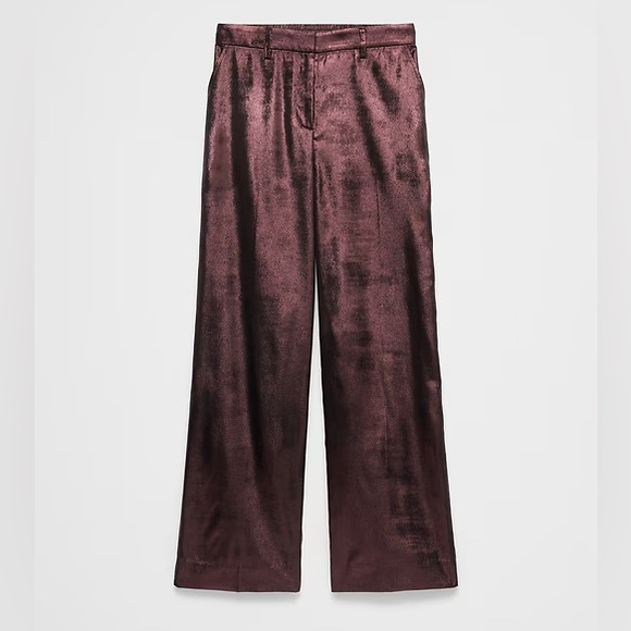 NWT! Banana Republic Vino Rosso Metallic Wide-Leg Pant - Size Medium #830025 - Picture 4 of 4